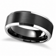 Beveled Edge with Black Brushed Carbide Tungsten Wedding Band (6mm)