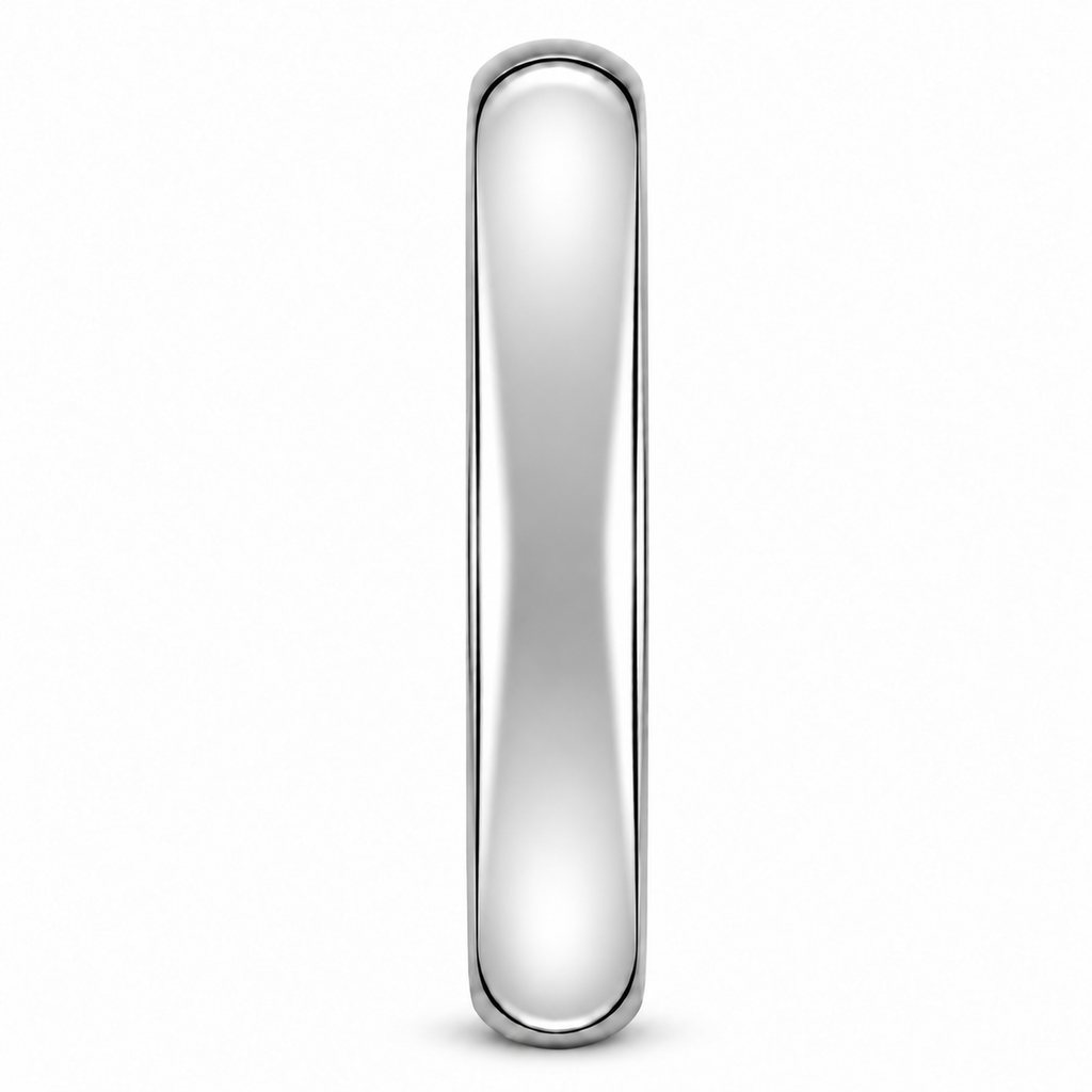 Domed Tungsten Carbide Wedding Band (4mm) - upright edge view with natural shadow