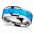 Blue Green Opal Inlay Tungsten Wedding Band (8mm)