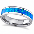 Blue Green Opal Inlay Tungsten Wedding Band (6mm)