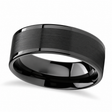 Brushed Center & Polished Edges Black Tungsten Wedding Band (7mm)