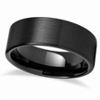 Brushed Finish Flat Carbide Black Tungsten Wedding Band (8mm)