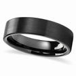 Brushed Finish Flat Carbide Black Tungsten Wedding Band (6mm)