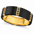 Brushed Gold Plated Bezels & Black Diamond Tungsten Wedding Band (8mm)