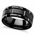 Brushed Center and Beveled Carbide Black Tungsten Wedding Band (10mm)