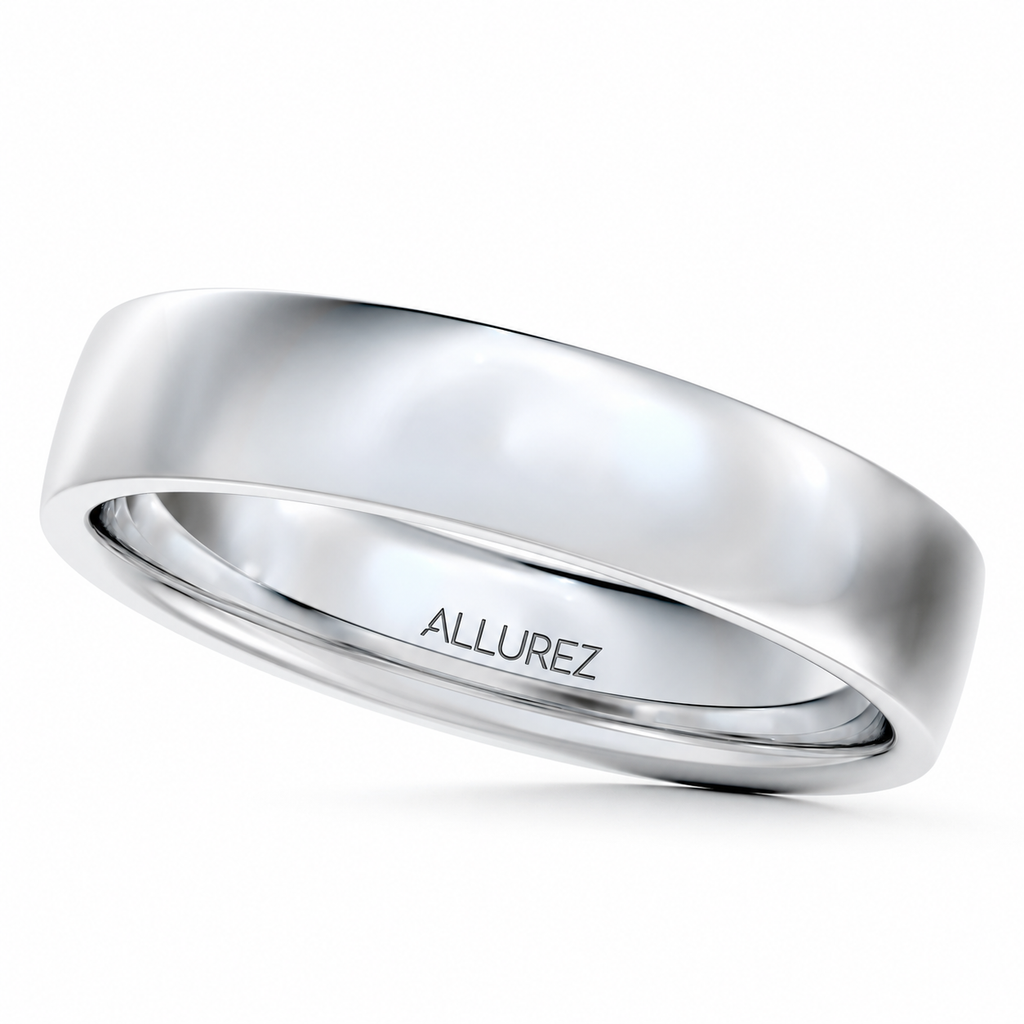 Palladium Wedding Ring Low Dome Comfort Fit (4 mm) — Angled product view on white