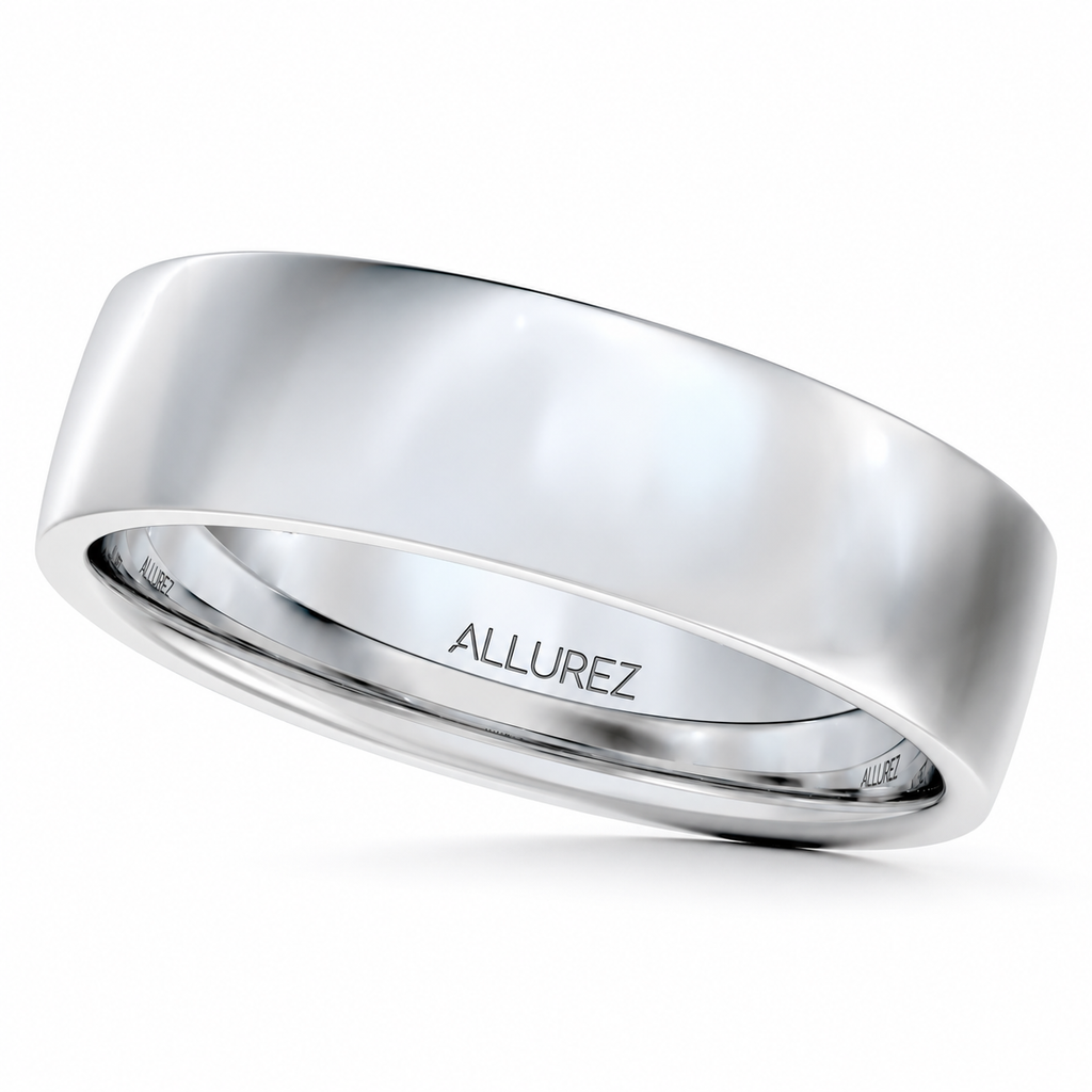 Palladium Wedding Ring Low Dome Comfort Fit (5 mm) - Angled product view on white