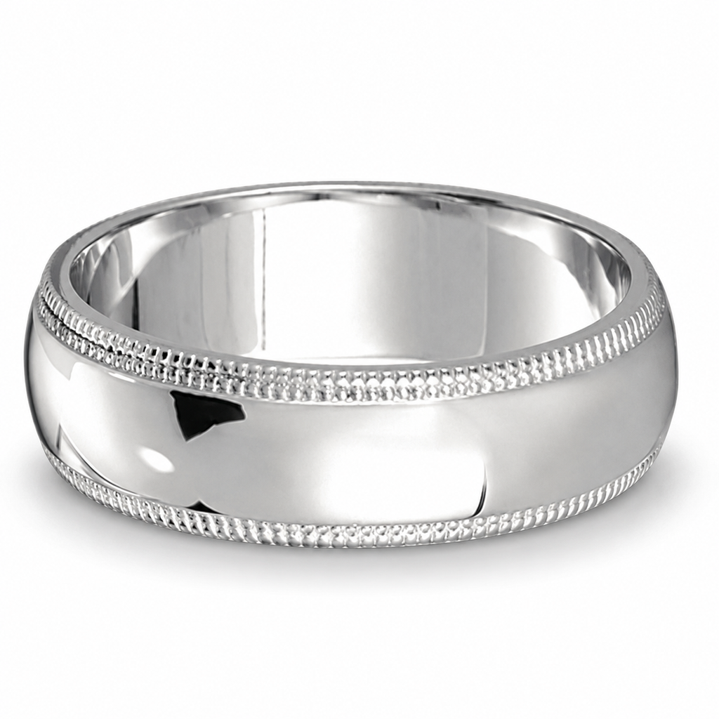 UB12 5mm 950 palladium domed milgrain wedding band - front alt