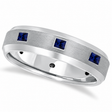Princess-Cut Sapphire Ring for Men Wedding Band Palladium (0.80ct)