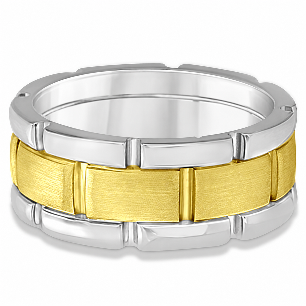 UB195 two-tone 14k gold wedding band front view