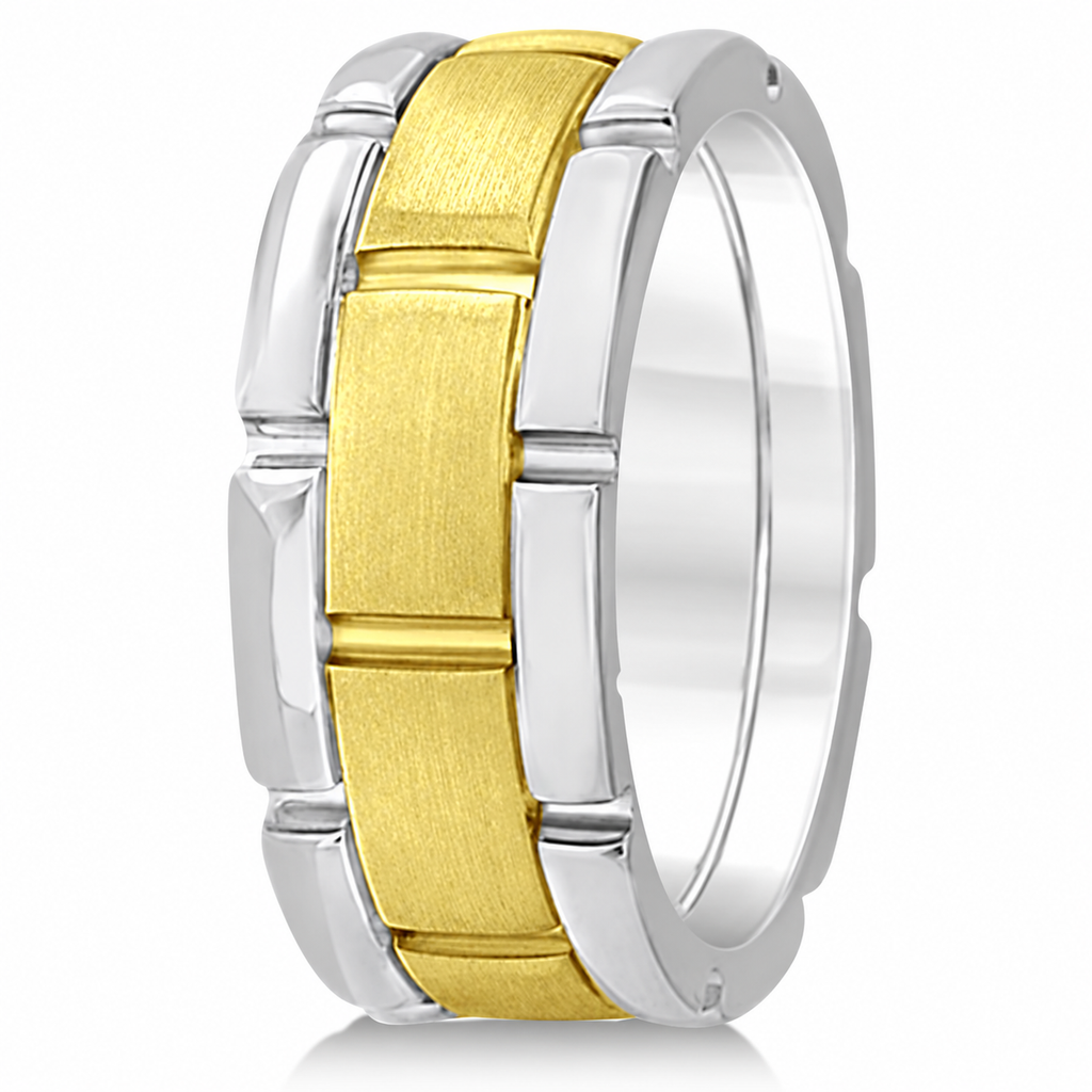 UB195 two-tone 14k gold wedding band side view