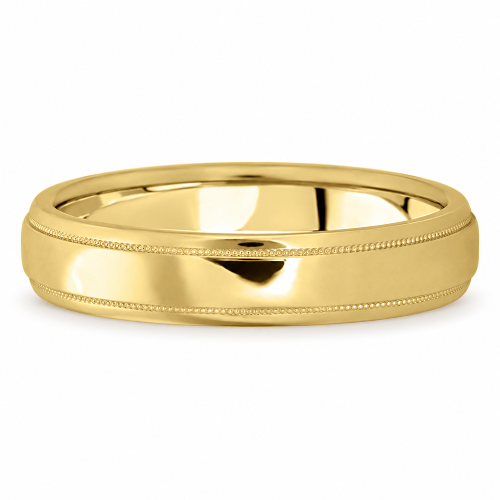 Carved Wedding Band in 14k Yellow Gold (4mm) - horizontal alternative view