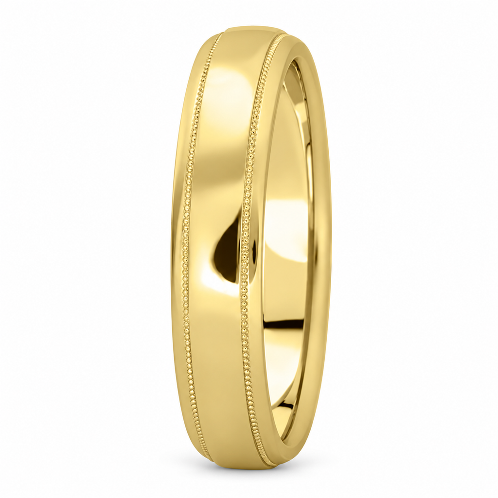 Carved Wedding Band in 14k Yellow Gold (4mm) - upright alternative view