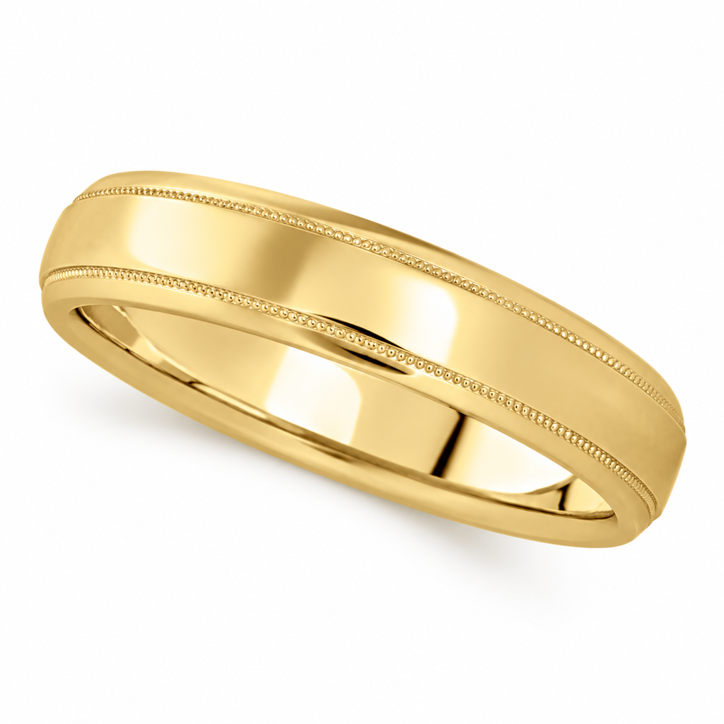 Carved Wedding Band in 14k Yellow Gold (4mm) - product hero