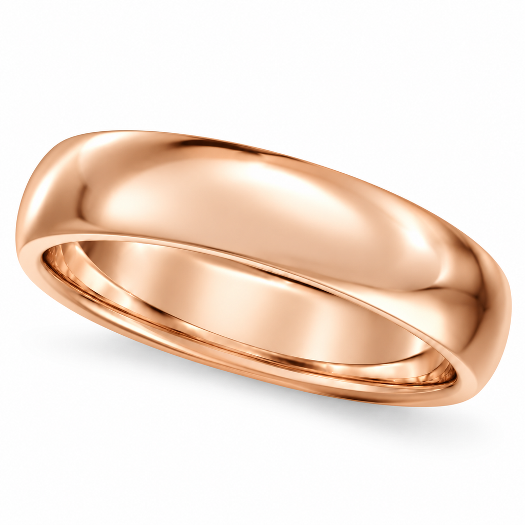 Dome Comfort Fit Wedding Ring Band 14k Rose Gold (6mm) — premium angled product view on white