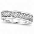 Men's Fancy Carved Comfort-Fit Wedding Band 14k White Gold (5mm)