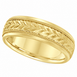 Hand Engraved Wedding Band Carved Ring in 14k Yellow Gold (4.5mm)