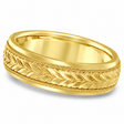 Hand Engraved Wedding Band Carved Ring in 18k Yellow Gold (4.5mm)