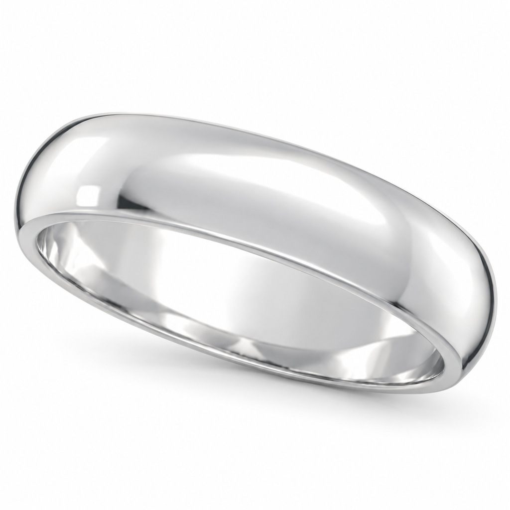Dome Comfort Fit Wedding Ring Band Platinum (5mm) — premium angled product view on white