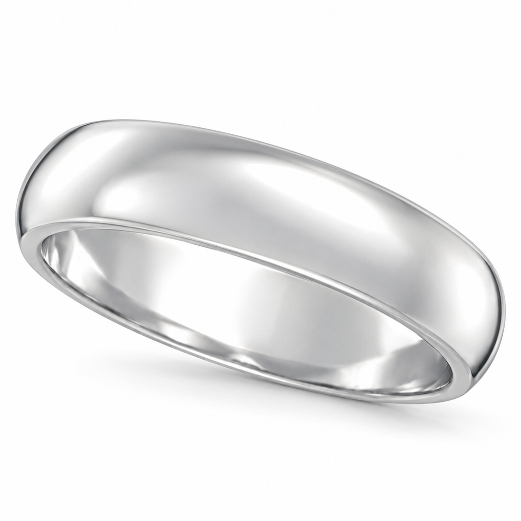 Dome Comfort Fit Wedding Ring Band Palladium (5mm) — premium angled product view on white