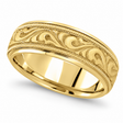 Antique Style Handmade Wedding Band in 14k Yellow Gold (7.5mm)