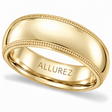 Men's Wedding Band Dome Comfort-Fit Milgrain 18k Yellow Gold (6 mm)