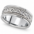 Hand Made Celtic Wedding Band in 14k White Gold (8mm)