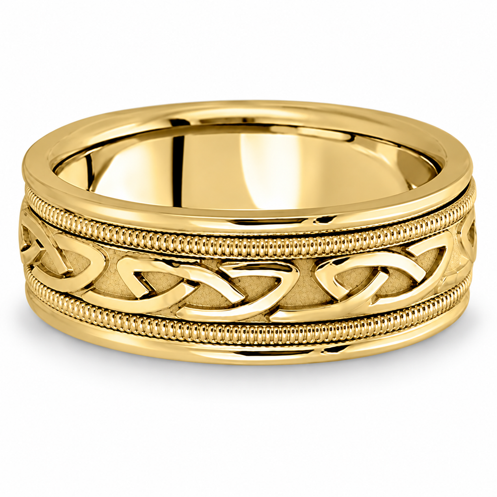 Hand Made Celtic Wedding Band in 14k Yellow Gold (8mm) — alternative