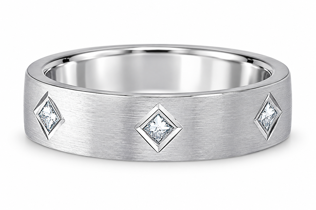 Platinum princess-cut diamond wedding band horizontal alternate view