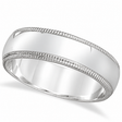Men's Wedding Band Dome Comfort-Fit Milgrain 950 Platinum (6 mm)