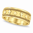 Handmade Wedding Band With Crosses in 14k Yellow Gold (8.5mm)