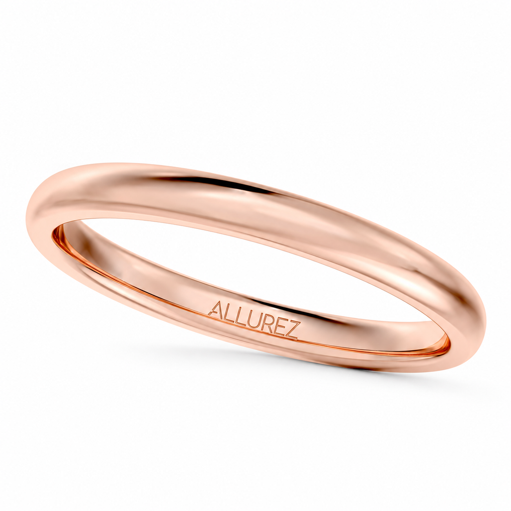 Dome Comfort Fit Wedding Ring Band 14k Rose Gold (2mm) - hero