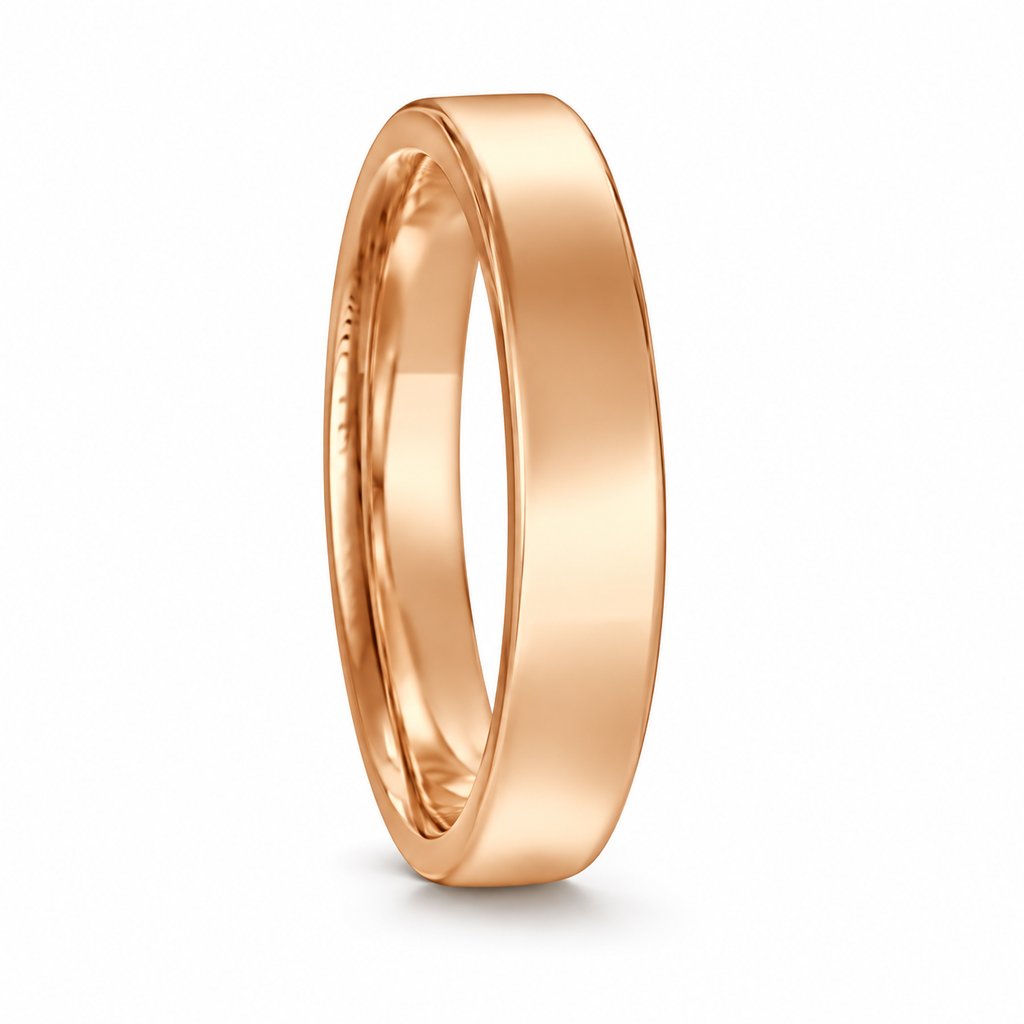 Dome Comfort Fit Wedding Ring Men's European Band 18k Rose Gold (3mm) — Angled product view on white