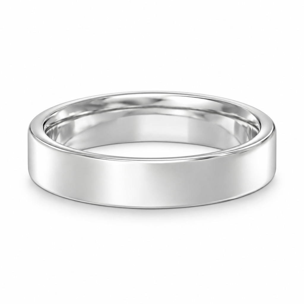 Dome comfort-fit 4mm 14k white gold European wedding band - alternate view
