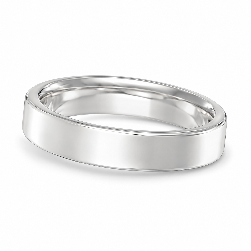 Dome comfort-fit 4mm 14k white gold European wedding band - product view