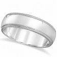 Men's Wedding Band Dome Comfort-Fit Milgrain 950 Palladium (6 mm)