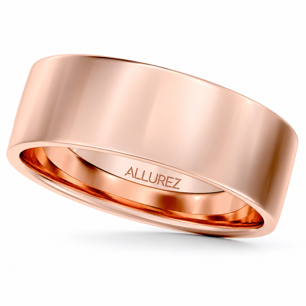 UB625 6mm 14k rose gold flat wedding band hero