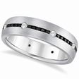 Black & White Diamond Wedding Ring Men's Band Palladium (0.70ct)