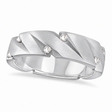 Mens Pointed Groove Diamond Wedding Ring Band 14k White Gold (0.50ct)