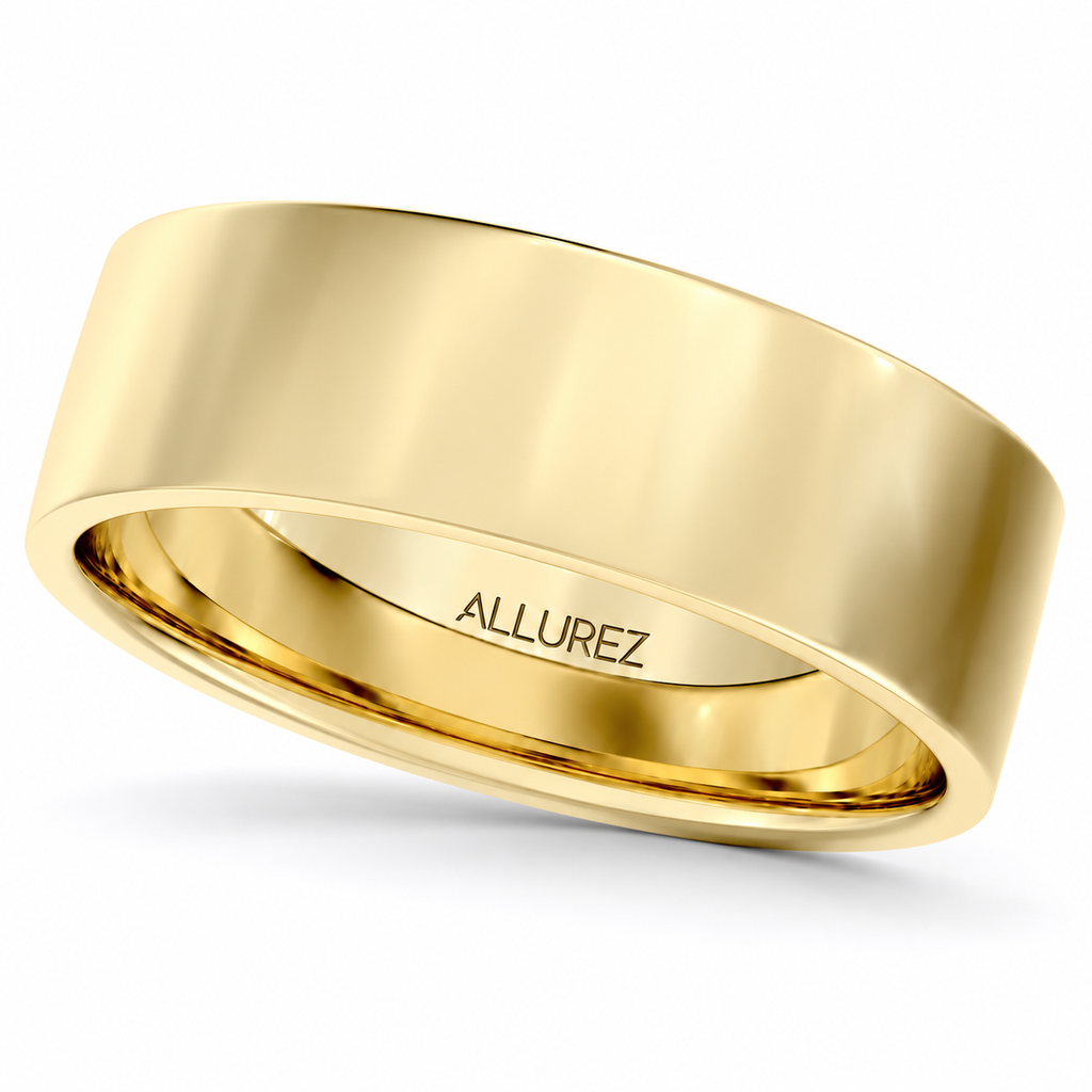 Flat comfort fit wedding band 18k yellow gold 6mm
