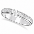 Satin Hammered Finished Carved Wedding Ring Band 14k White Gold (4mm)