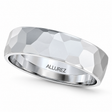 Men's Hammered Finished Carved Band Wedding Ring Palladium (5mm)