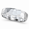 Men's Hammered Finished Carved Band Wedding Ring Palladium (5mm)