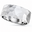 Men's Hammered Finished Carved Band Wedding Ring 14k White Gold (7mm)