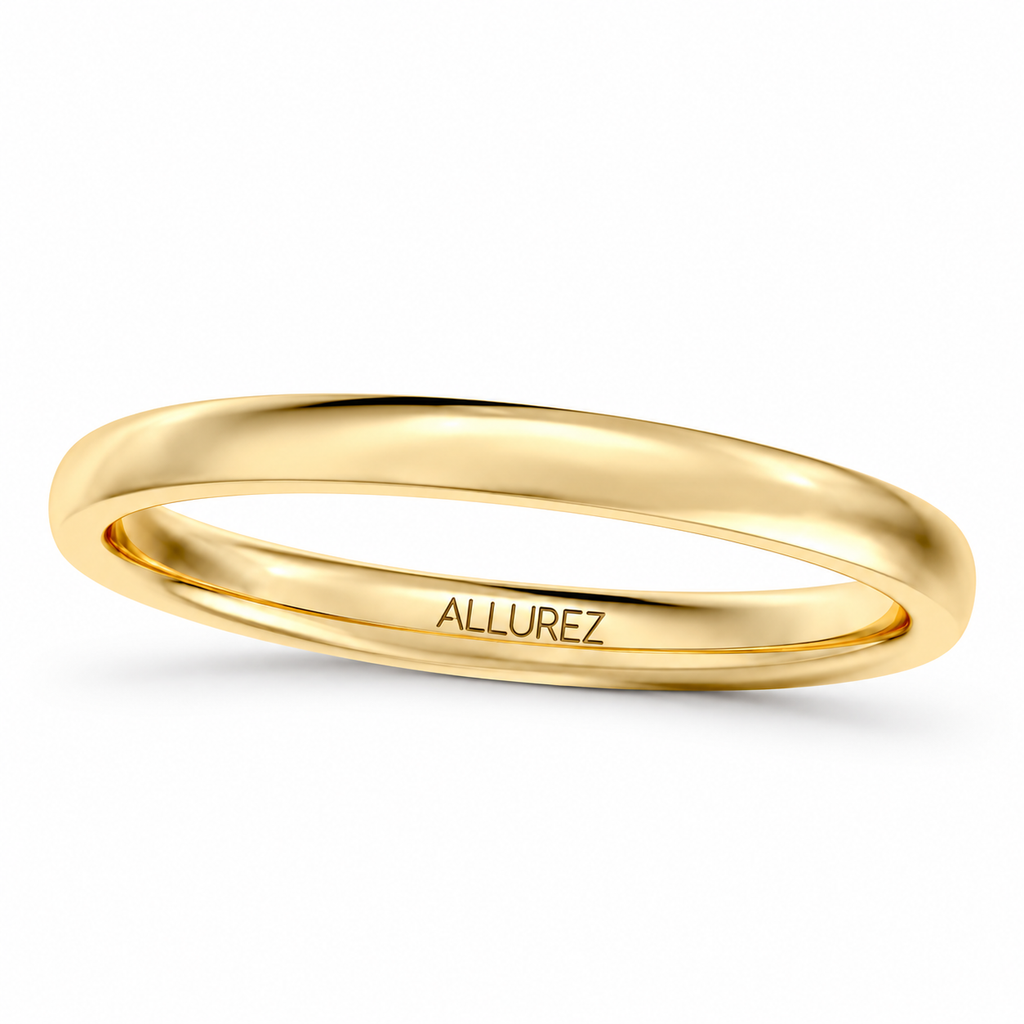 UB86 2mm 14K yellow gold low dome comfort fit band — hero