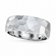 Men's Hammered Finished Carved Band Wedding Ring Palladium (7mm)