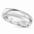 Men's Wedding Band Dome Comfort-Fit Milgrain 18k White Gold (5 mm)