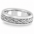 Men's Wide Handwoven Wedding Ring 14k White Gold (6mm)