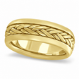 Men's Wide Handwoven Wedding Band 18k Yellow Gold (6mm)