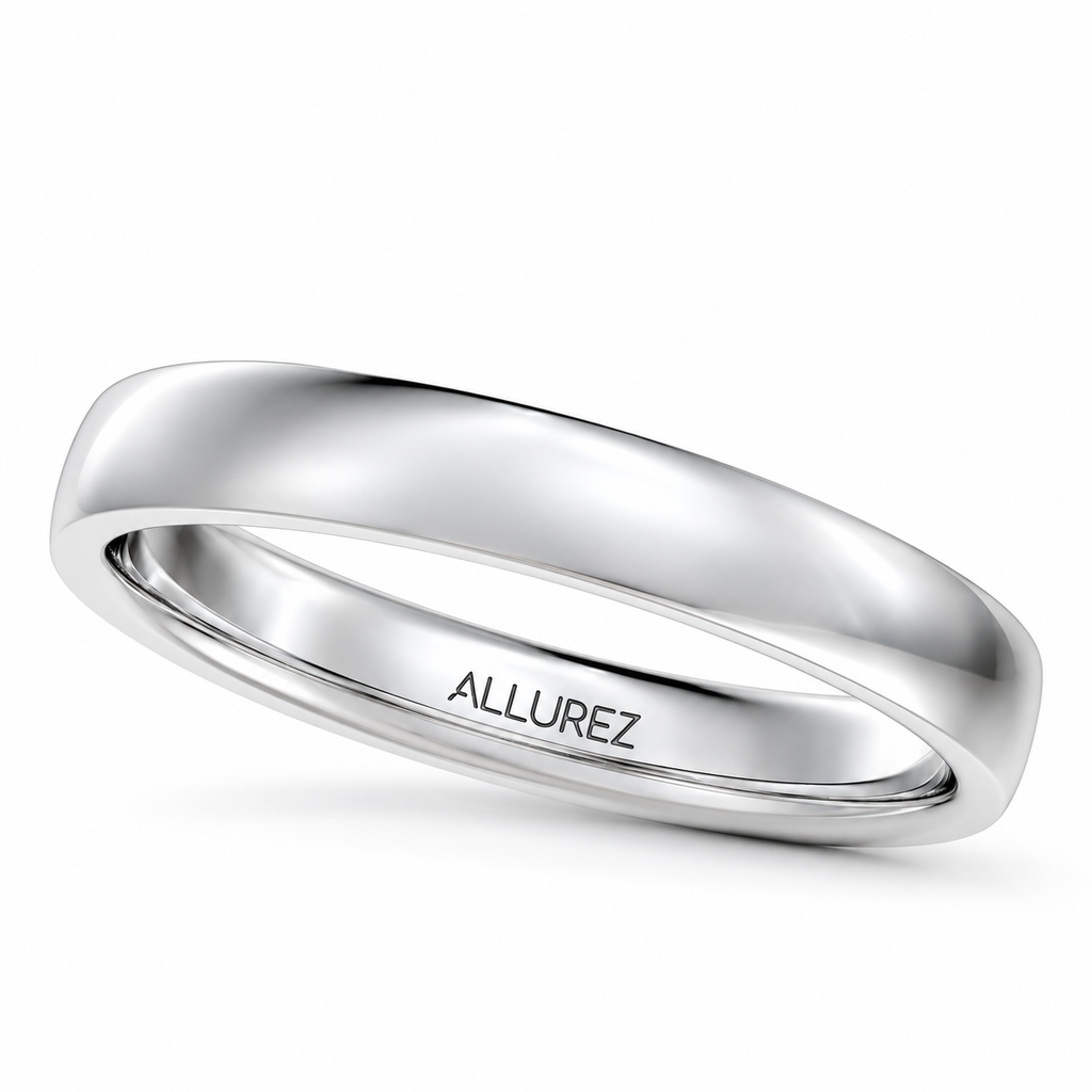 Palladium Wedding Ring Band Low Dome Comfort Fit (3mm) — Angled product view on white